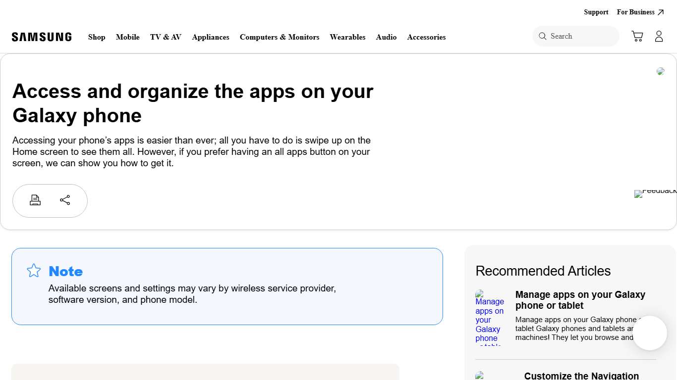 Access and organize the apps on your Galaxy phone